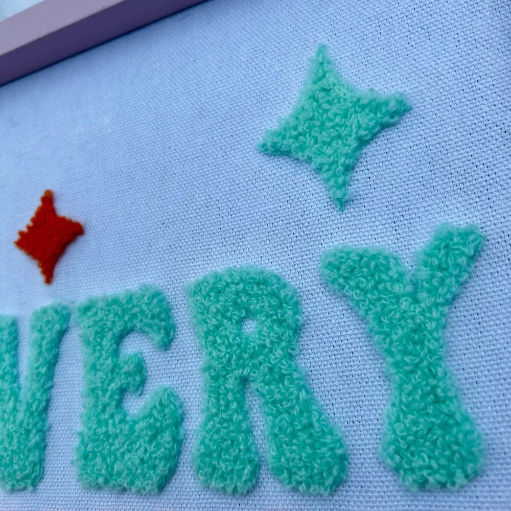Everything’s Fine Embroidered Colorful Wall Art Decor 70’s Inspired Crocheted